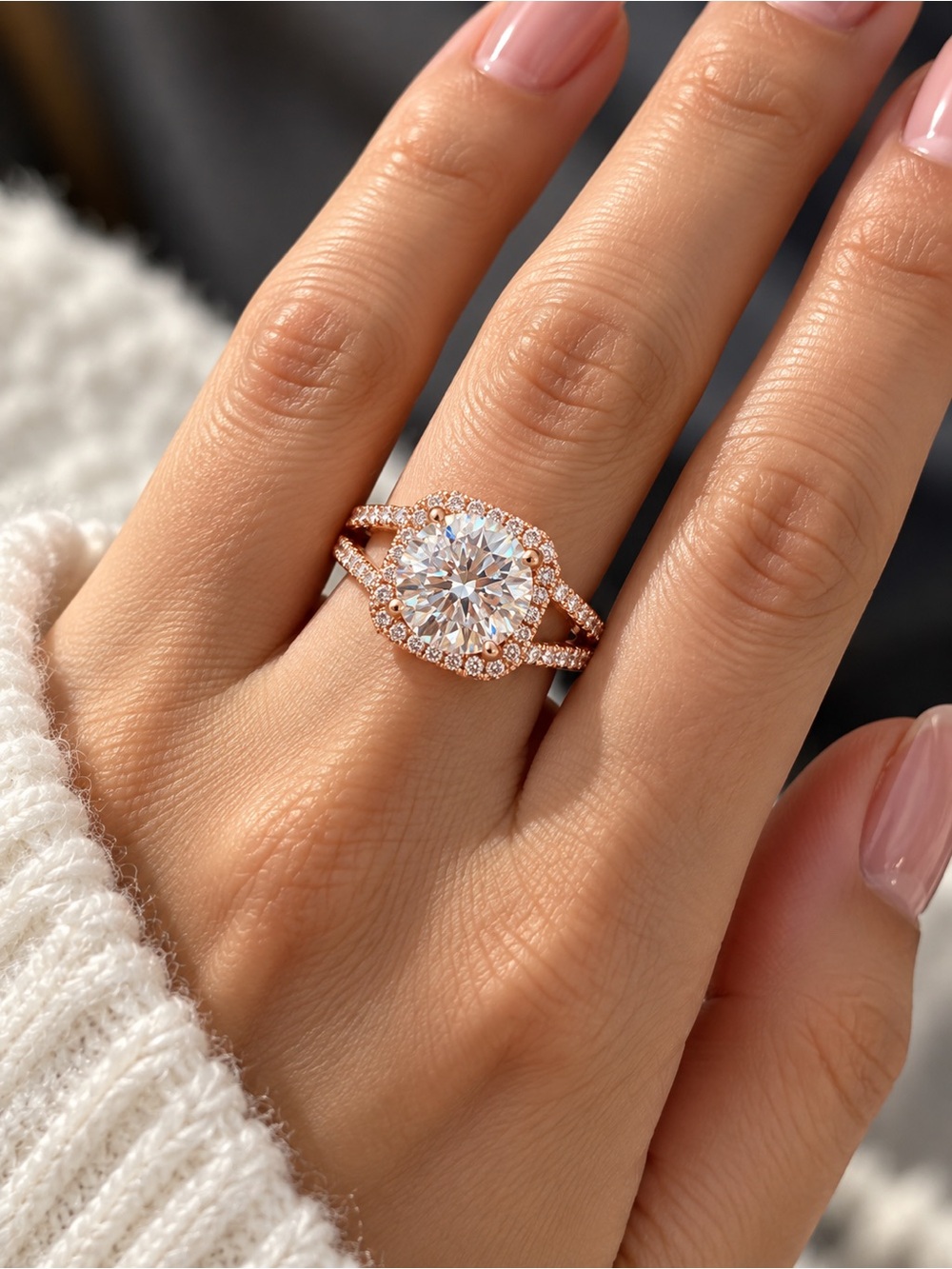 3 CT Moissanite Rose Gold Plated Adjustable Ring – GRA